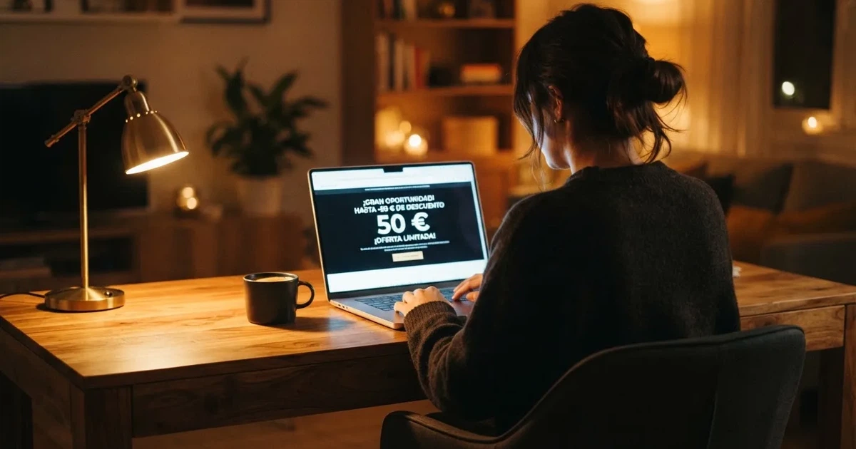 Un jugador consulta la pantalla de promociones de un casino online español donde aparece destacado un bono sin depósito de 50 euros