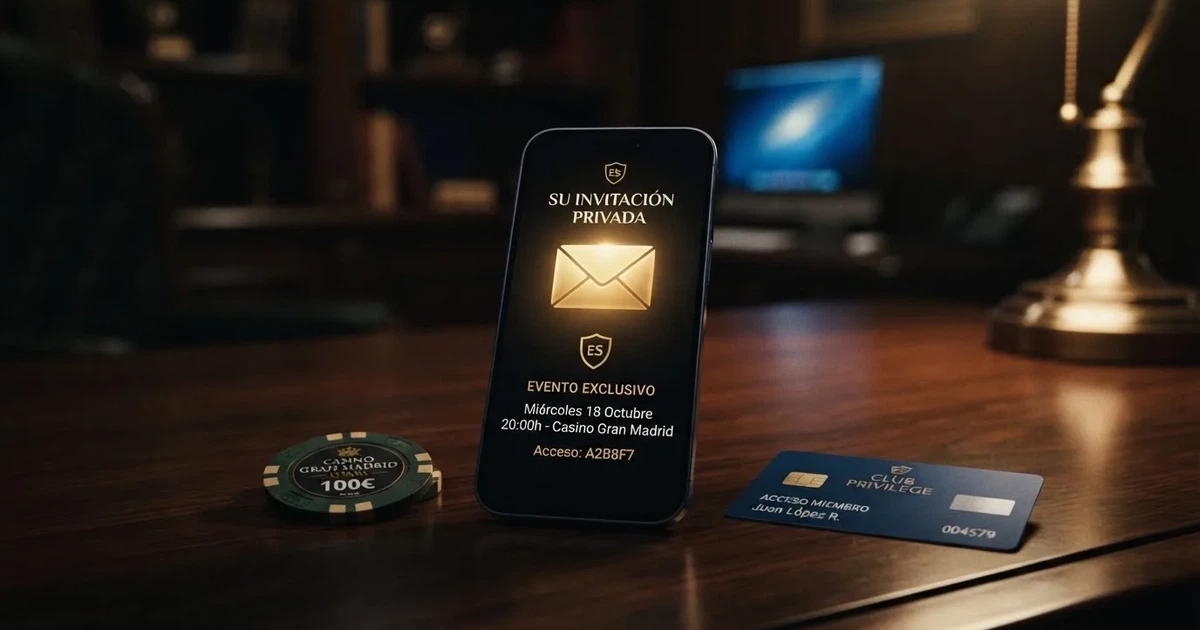 Concepto visual de una oferta exclusiva de casino online accesible solo mediante un enlace de afiliado, con elementos que sugieran exclusividad y verificación