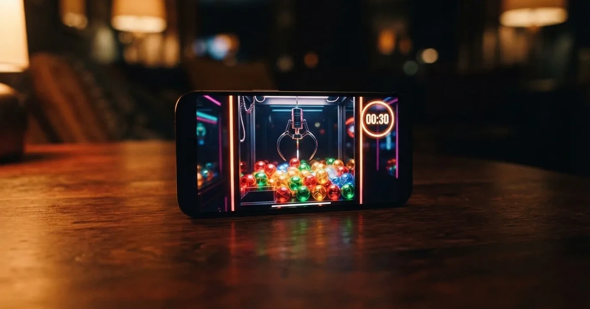 Interfaz del minijuego Bonus Crab con la garra virtual sobre los premios y el temporizador de 30 segundos en pantalla