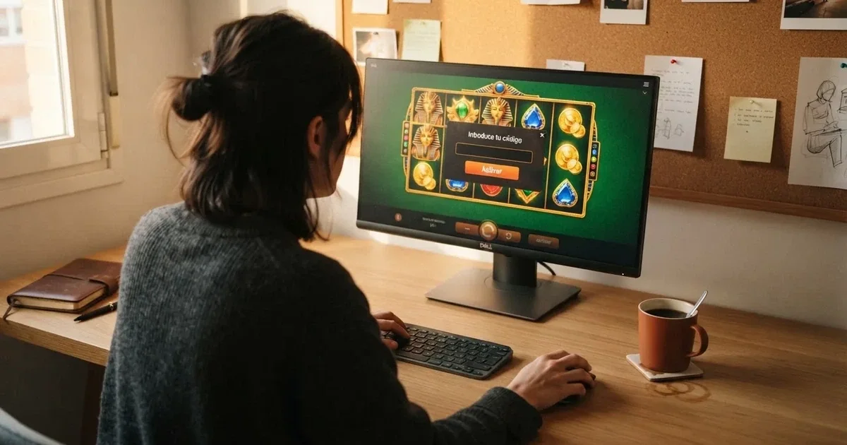 Pantalla de un casino online español mostrando el campo para introducir un código promocional durante el proceso de depósito