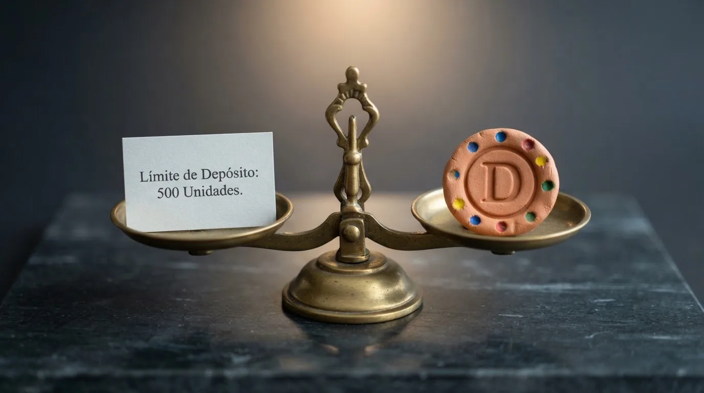 Una balanza simbólica con el logotipo de la DGOJ en un platillo y el logotipo de Dogecoin en el otro, sobre un fondo neutro que sugiere el concepto de regulación y equilibrio legal.
