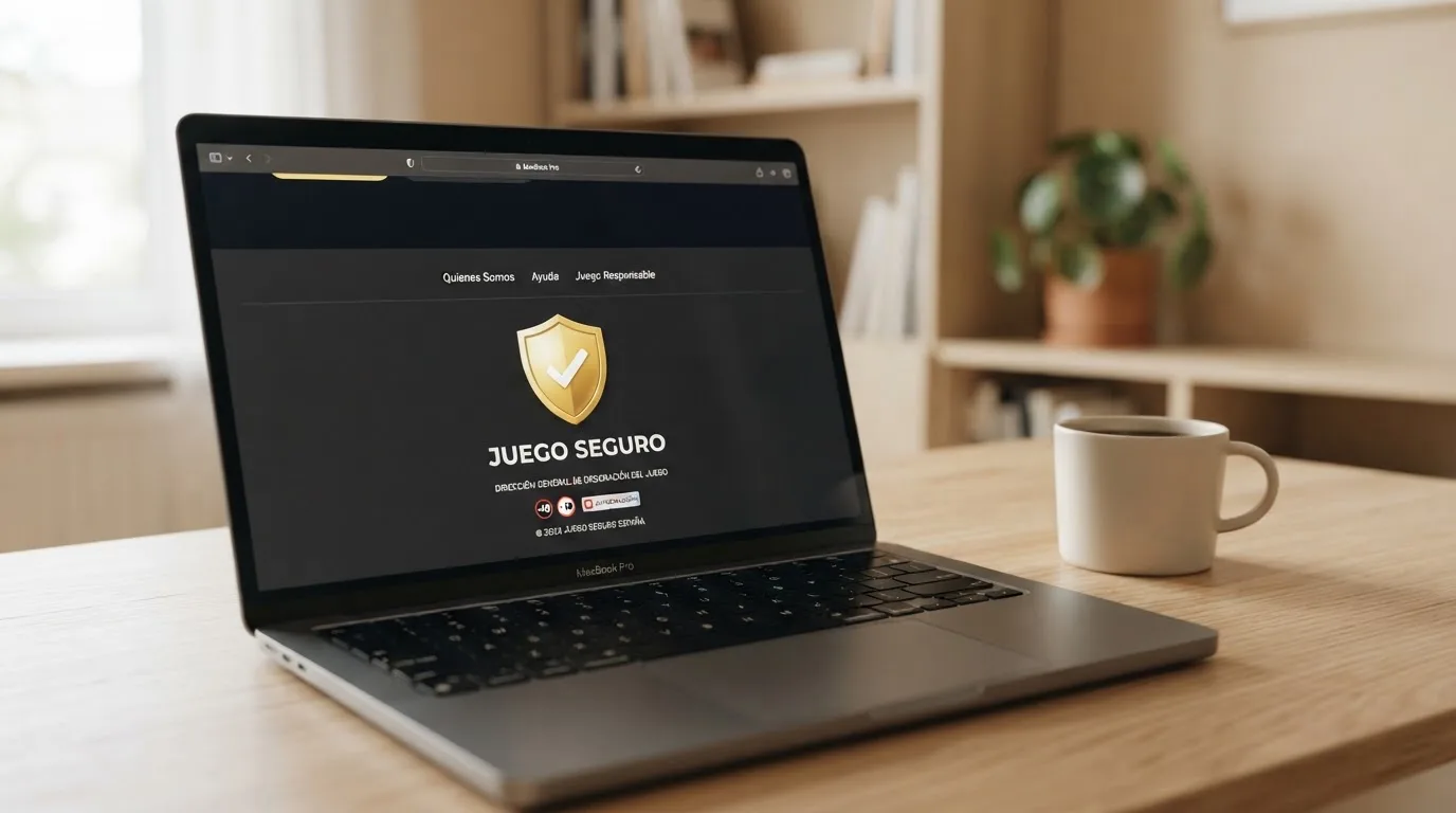Sello de Juego Seguro y licencia DGOJ en el pie de un casino online español