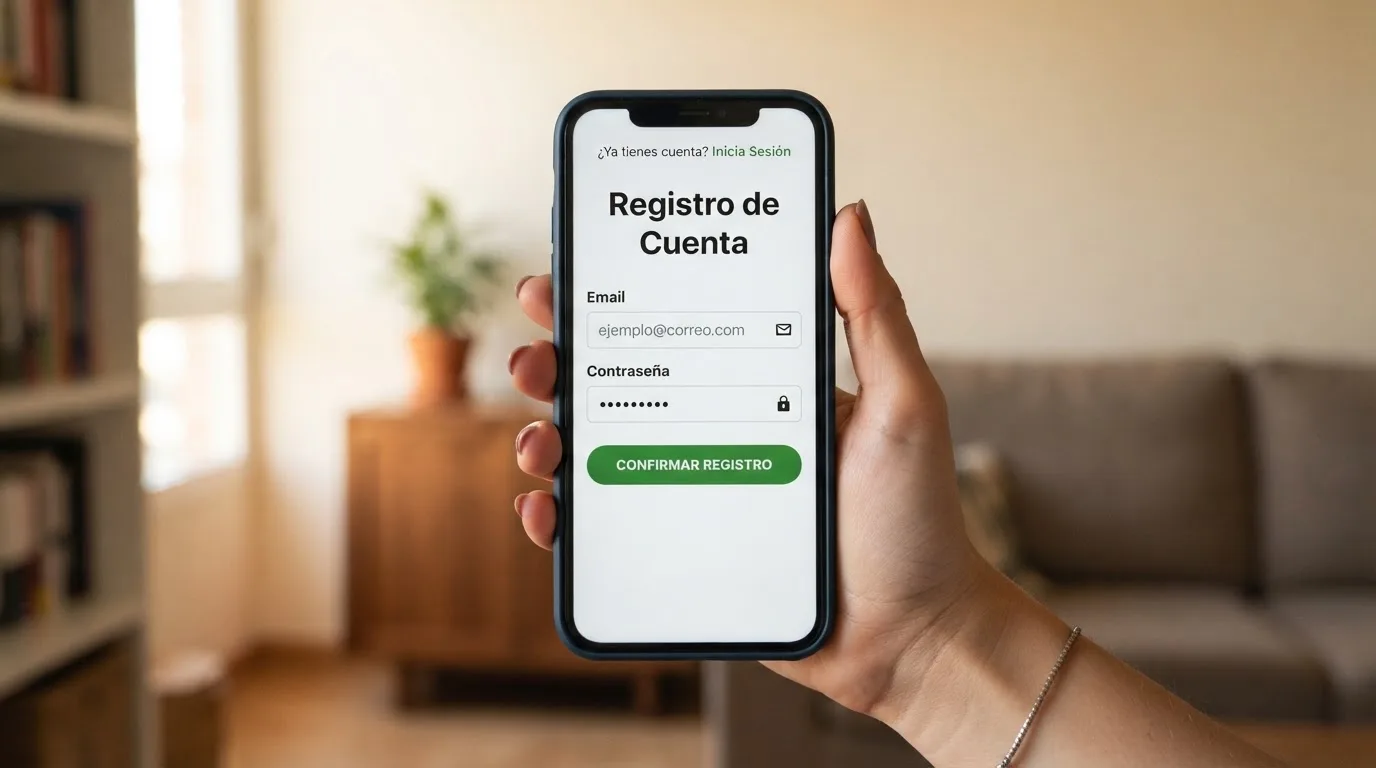Pantalla de registro de un casino cripto que solo solicita email y contraseña, sin requerir documento de identidad ni selfie