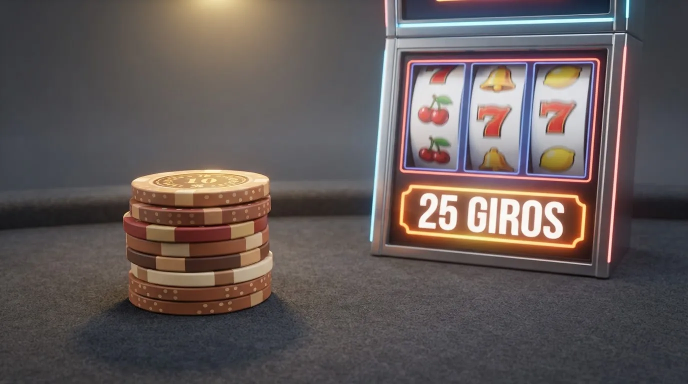 Dos columnas visuales comparando un fajo de billetes (saldo gratis) frente a una tragaperras con el contador de giros activo (tiradas gratis)